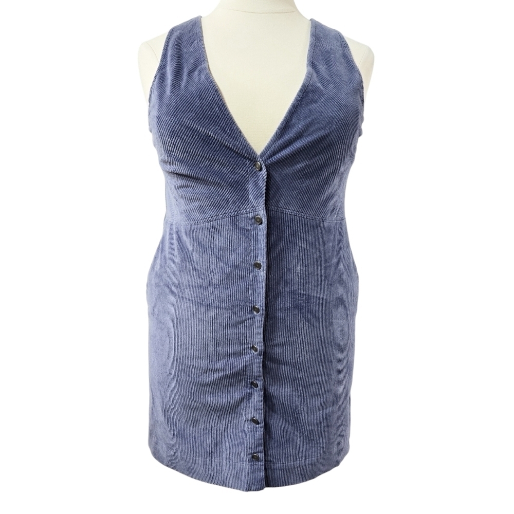 Free People Rolling Thunder Periwinkle Corduroy Sleeveless Mini Dress Pockets